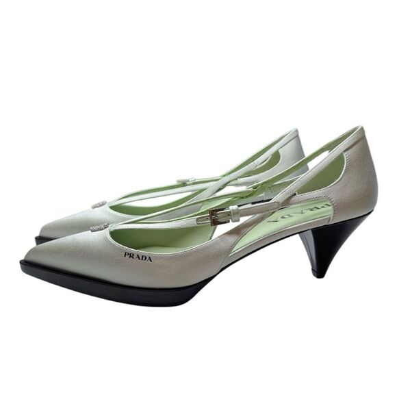 NWT Prada Satin Crisscross Slip On Heels (10) - Picture 7 of 12